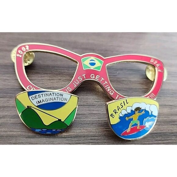 Vintage 2002 Brazil Destination Imagination Sunglasses DI Trading Pin - Picture 3 of 10